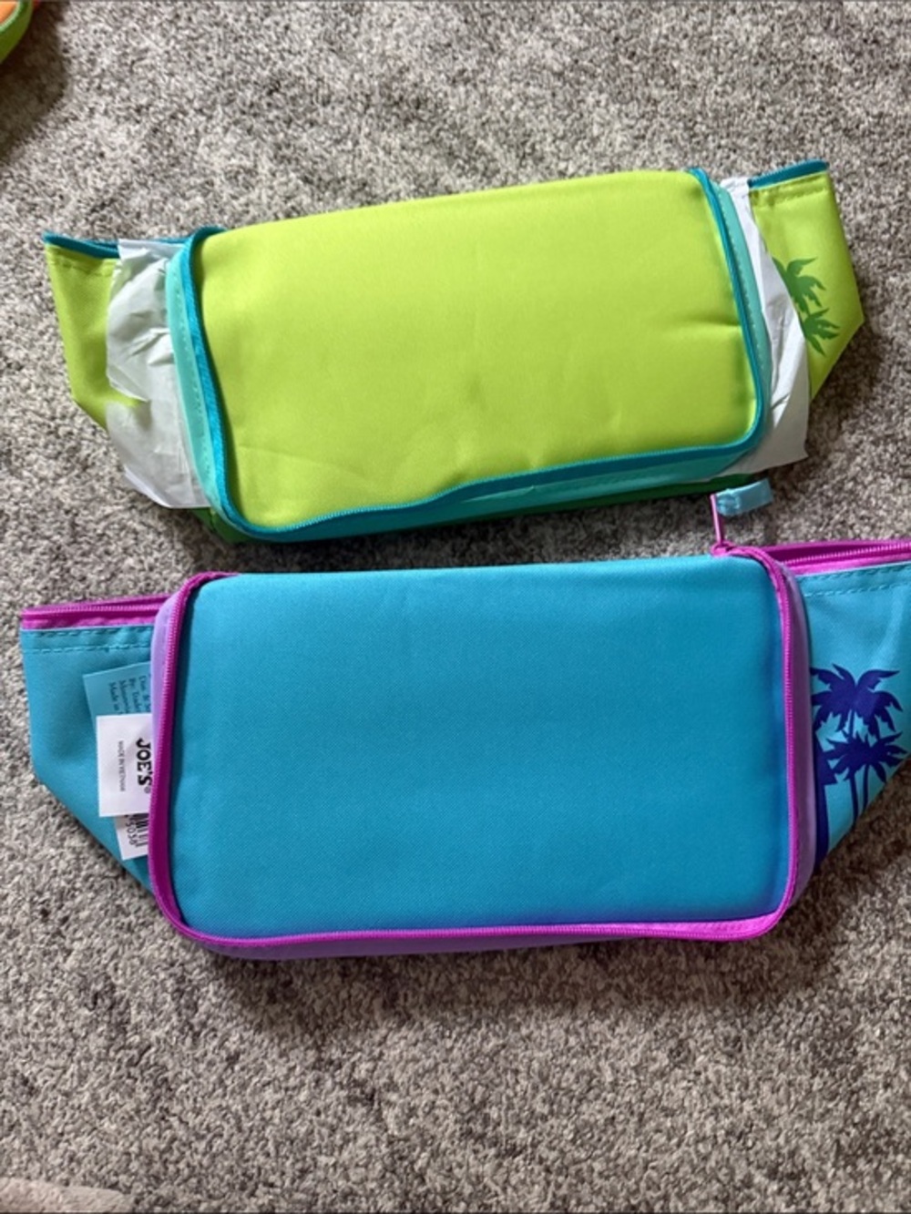 Trader Joe’s. Neon Green and Turquoise Fermat bag Pack set of 2